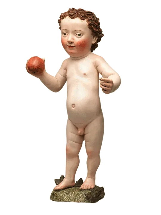 Animated putti — a cherub holding an apple